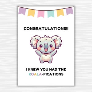 Carte de félicitations Koala-fications pour mari, petit ami, femme, petite amie, collègue, partenaire, ami, remise de diplôme, nouvel emploi, promotion