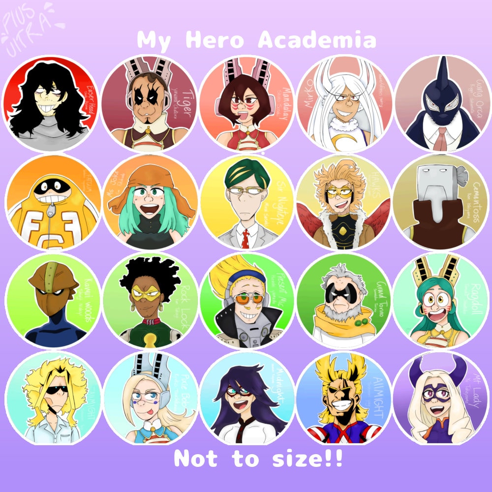 Button Badges MHA, BNHA, My Hero Academia, Hand Drawn Digital Art ...