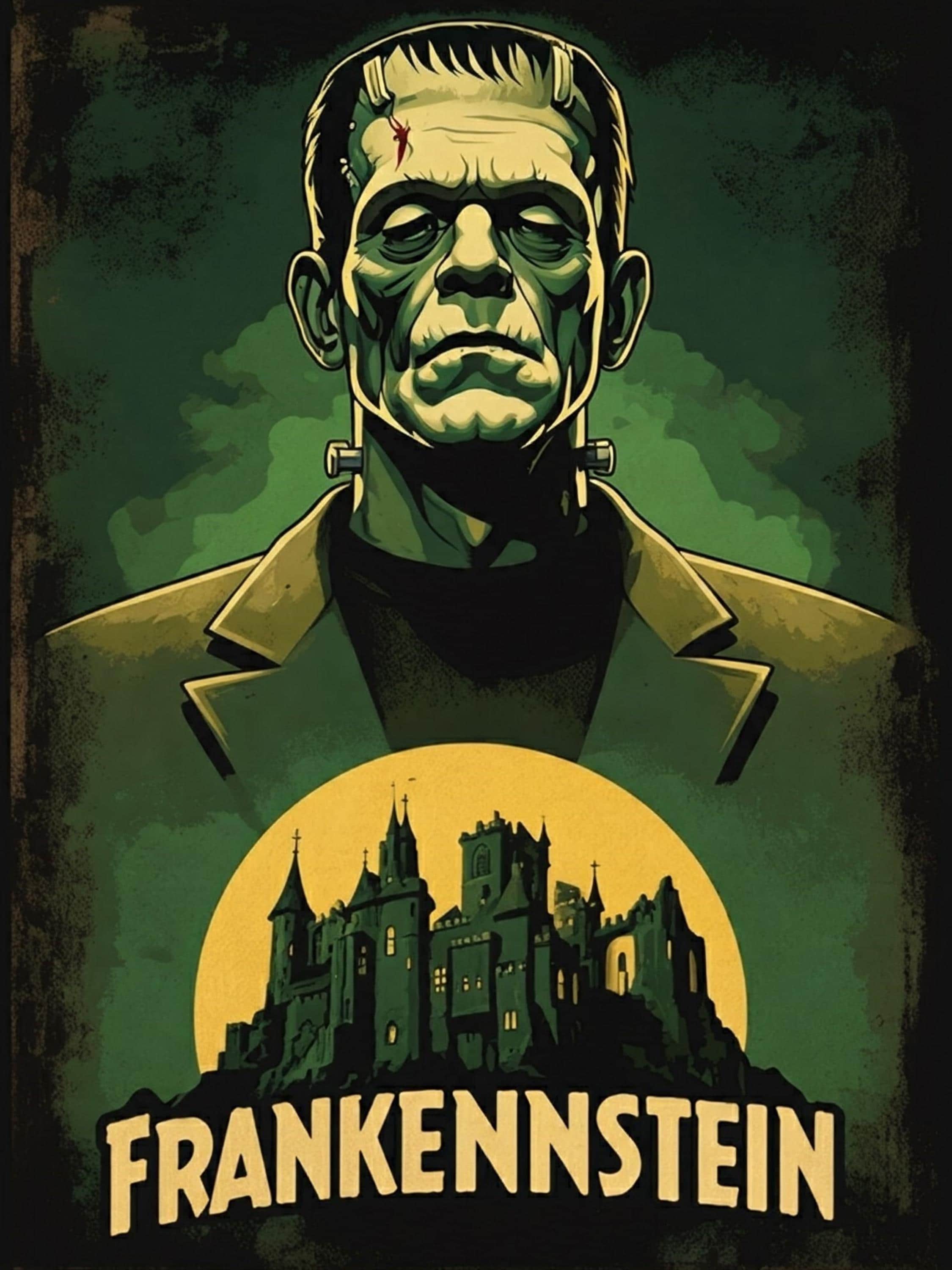 Vintage Frankenstein Poster | Classic Horror Movie Digital Wall Art ...
