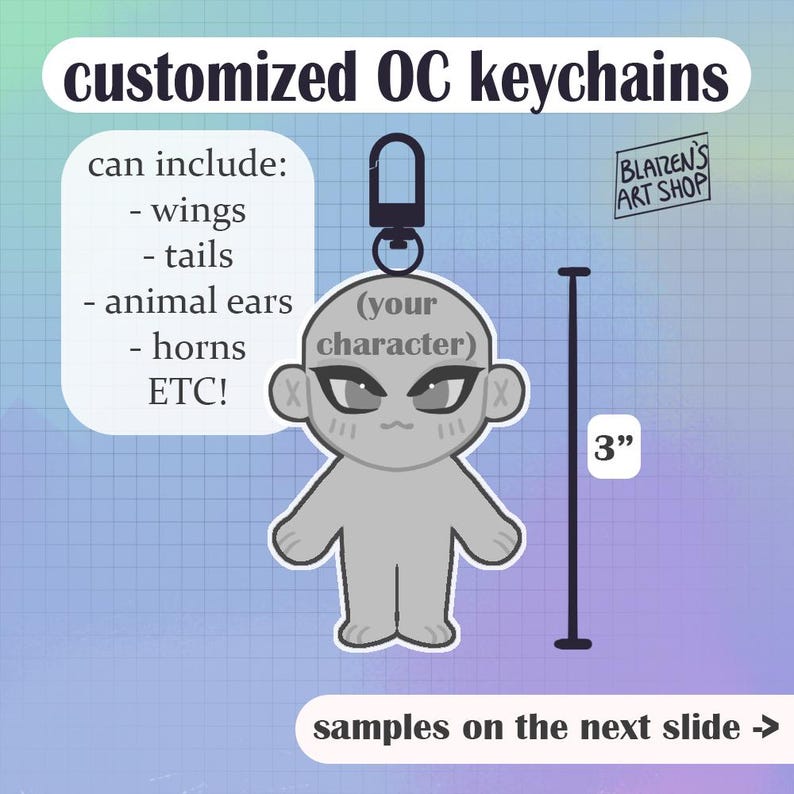YCH Original Character OC Custom Keychains - Etsy