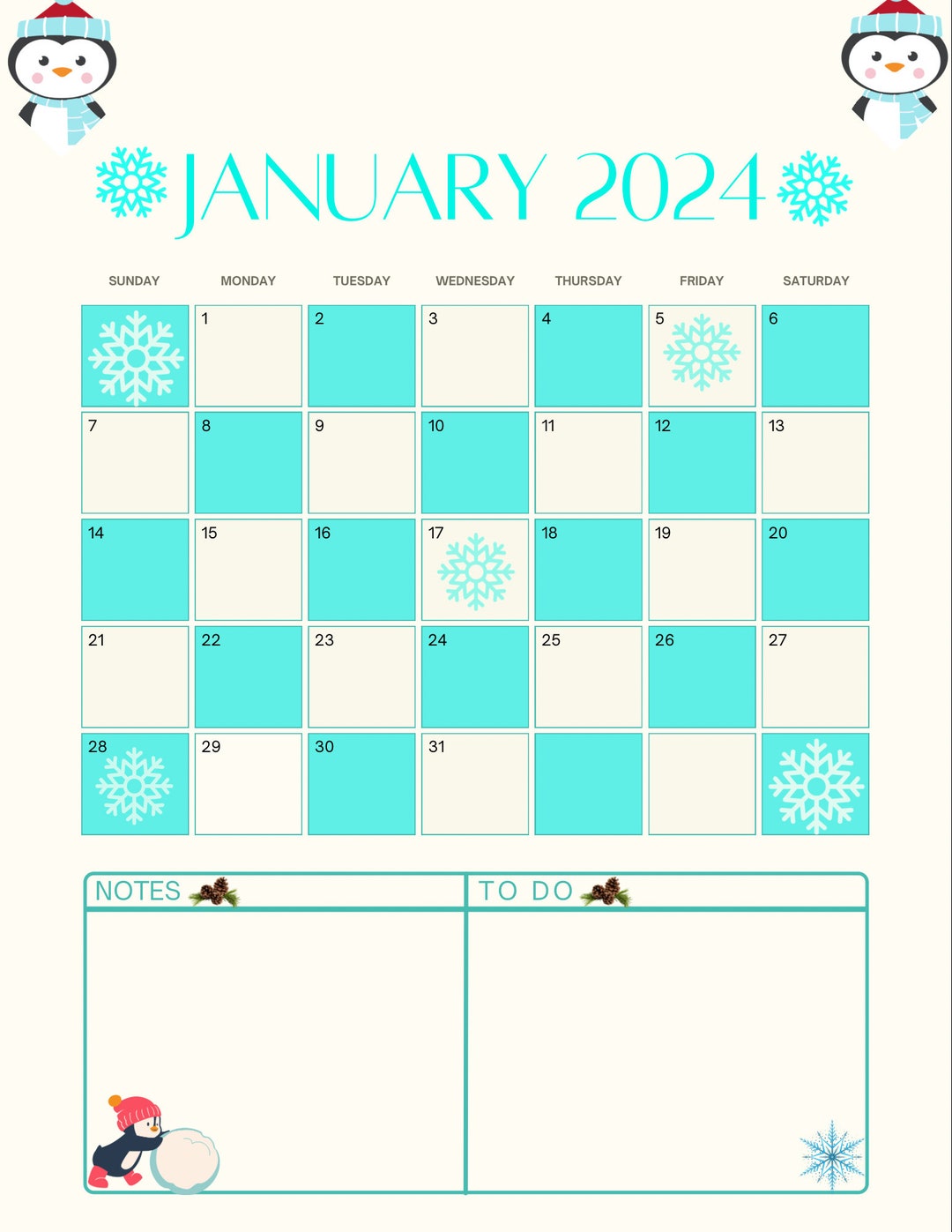 January Planner Sheet - Etsy