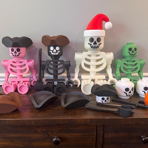 MEGA 10, 13, 16 Inch And 20 Inch Skeleton Minifig. GLOW in Dark Avail! Many Colors Avail. 20 IN Avail! Santa Hat Now avail! Custom too!