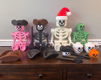MEGA 10, 13, 16 Inch And 20 Inch Skeleton Minifig. GLOW in Dark Avail! Many Colors Avail. 20 IN Avail! Santa Hat Now avail! Custom too!