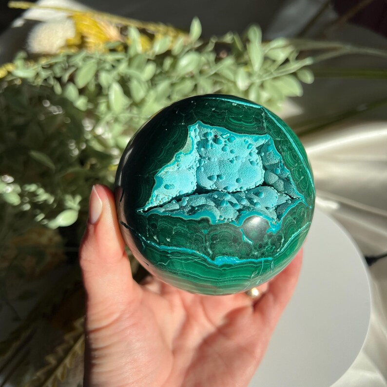 Large Rare Chrysocolla Malachite Sphere 1.2 Kg 2 Lb 4.3 Oz Etsy