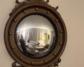 Vintage/Antique American Federal 1929 Ornate Eagle Convex Round Mirror 19"x29"