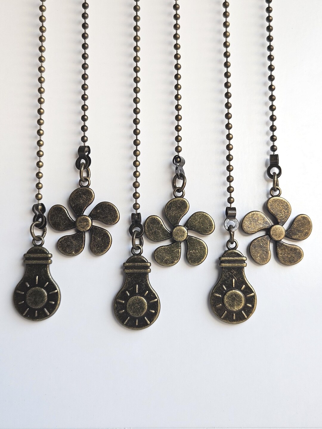 Bronze Ceiling Fan Pull Chains: Light Bulb & Fan Charms - Set of 3 - Etsy