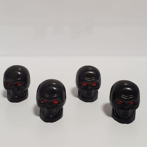 Terminator Skull Car Tire Valve Caps: Black HD Plastic, Universal Fit
