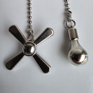 Chaîne de traction pour ventilateur de plafond, rallonge de vernis argentée, décor décoratif, chaîne de ventilateur, pendentifs, rallonge de chaîne de ventilateur, ornements, 2 pièces, 1 jeu, chrome