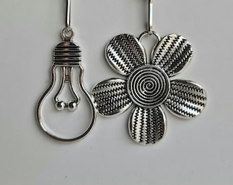 Cadena de ventilador de techo cromada: adornos de flores y bombillas