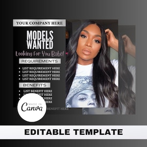 Model Wanted Flyer, Braid Specials, Lash Deals, Canva Template (Digital Download)