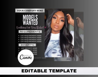 Model Wanted Flyer, Braid Specials, Lash Deals, Canva Template (Digital Download)