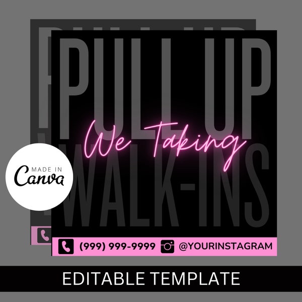 Walk-In Editable Flyer Template, Business DIY Flyer, Editable Canva Flyer, Nail Tech, Make-up Artist, Hair Stylist, Walk-Ins Welcome Flyer