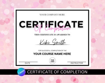 Editable Certificate of Completion Template, Beauty Course (PDF)