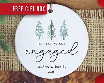 The Year We Got Engaged Ornament, Personalized Engagement Ornament Custom Christmas Engagement keepsake Gift for Newly Engaged Couple Gifts