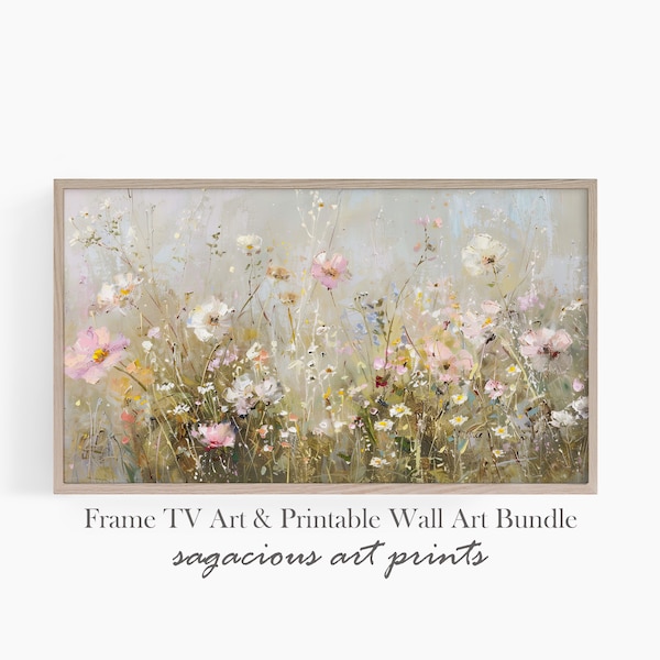 Frame Tv Spring Flower Art | Warm Tone Country Flowers Pastel Easter Art for TV | Samsung Frame Tv Digital Printable Download | Ref TV0140