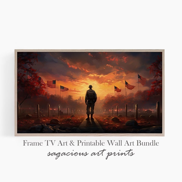 Military Frame TV Memorial Day Tribute | Fallen Soldier USA Flag Samsung Frame Tv Art Download | American Flag Instant Download | Ref TV0308