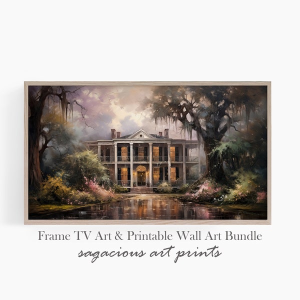 Frame TV Southern Art | Antebellum Mansion Samsung Frame TV Printable Wall Art | Oil Painting Tv Wallpaper | Instant Download | Ref TV0249