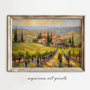 Vintage Italian Vineyard Painting | Tuscany PRINTABLE Digital Wall Art | Rustic Italian European Charm | Tuscany Home Decor | Ref TU0010