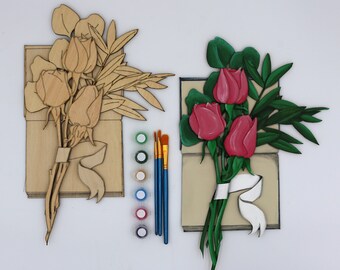 3D Wood Paint Kit: Book & Roses - DIY Wall Hanging Art