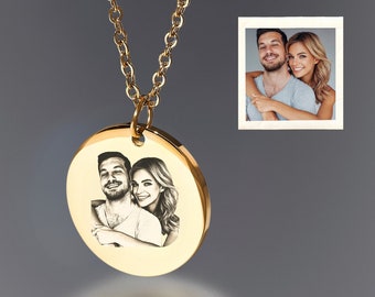 Personalized Photo Pendant Necklace - Custom Engraved Jewelry, High-Quality Gold, Silver, Rose Gold Finish, Perfect Gift