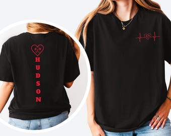 Personalized Spine Print Hockey Mom TShirt,Custom Hockey Mom Shirt,Personalized Hockey Shirt,Pocket Design,Gameday Shirt,Hockey Player Shirt