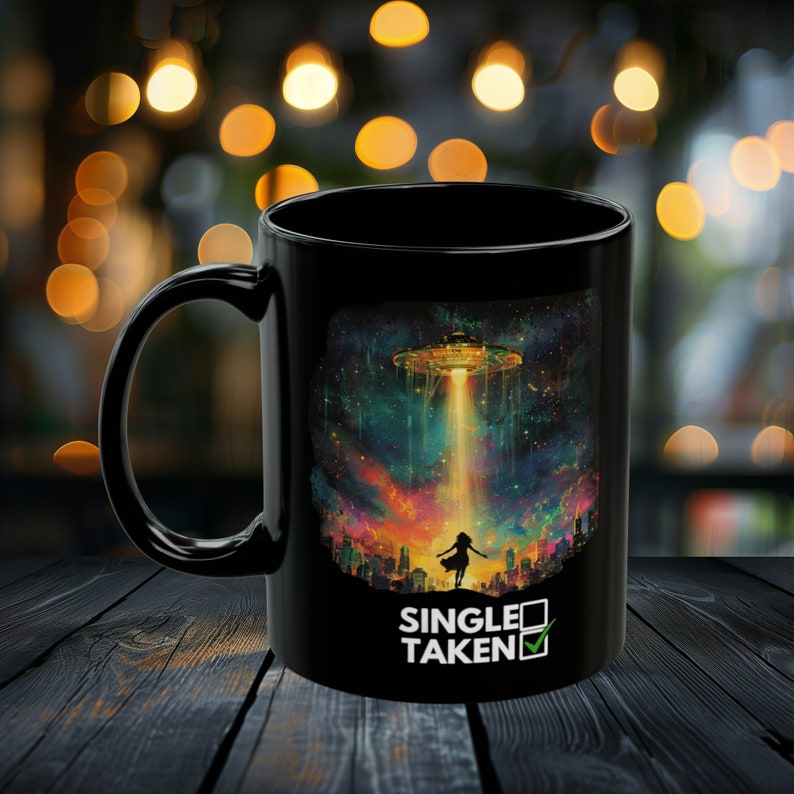 Couples Alien Mug, UFO mug, Alien coffee mug, Relationship, Gift for her, UFO lover, Alien lover, dating, alien, gift for couples(11oz) image 2
