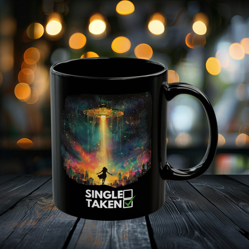 Couples Alien Mug, UFO mug, Alien coffee mug, Relationship, Gift for her, UFO lover, Alien lover, dating, alien, gift for couples(11oz) image 1