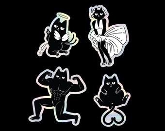 Cupid Cat | Muscle Cat | Monroe Cat | Heart Cat Sticker