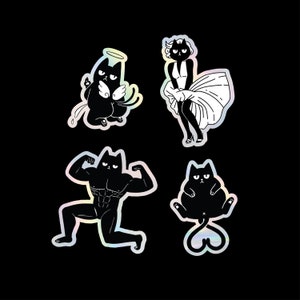 Cupid Cat | Muscle Cat | Monroe Cat | Heart Cat Sticker