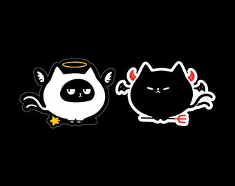 Angel and Devil Cat Sticker