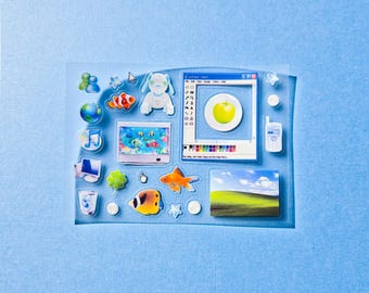 Folha de adesivos Frutiger Aero