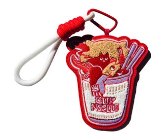 Yokai Cup Noodle Embroidered Card Holder | Luggage Tag