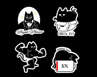 People Pleaser | 100% Fit | Back Muscle Cat | Low Battery Sticker