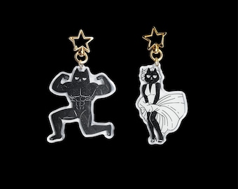 Muscle Cat | Monroe Cat Acrylic Keychain