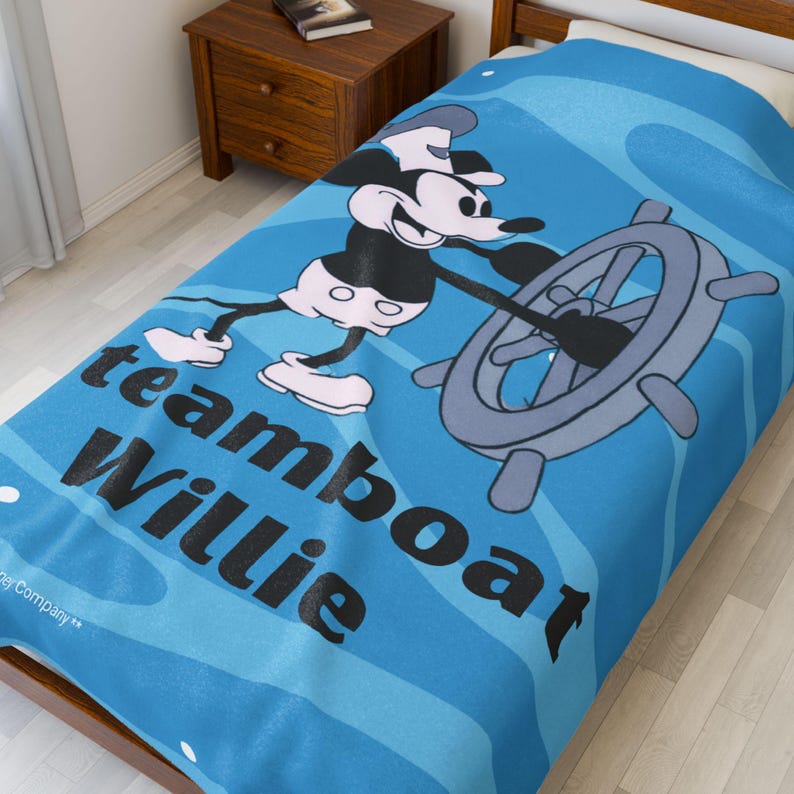 Steamboat Willie Mickey Mouse Disney Velveteen Plush Blanket image 11