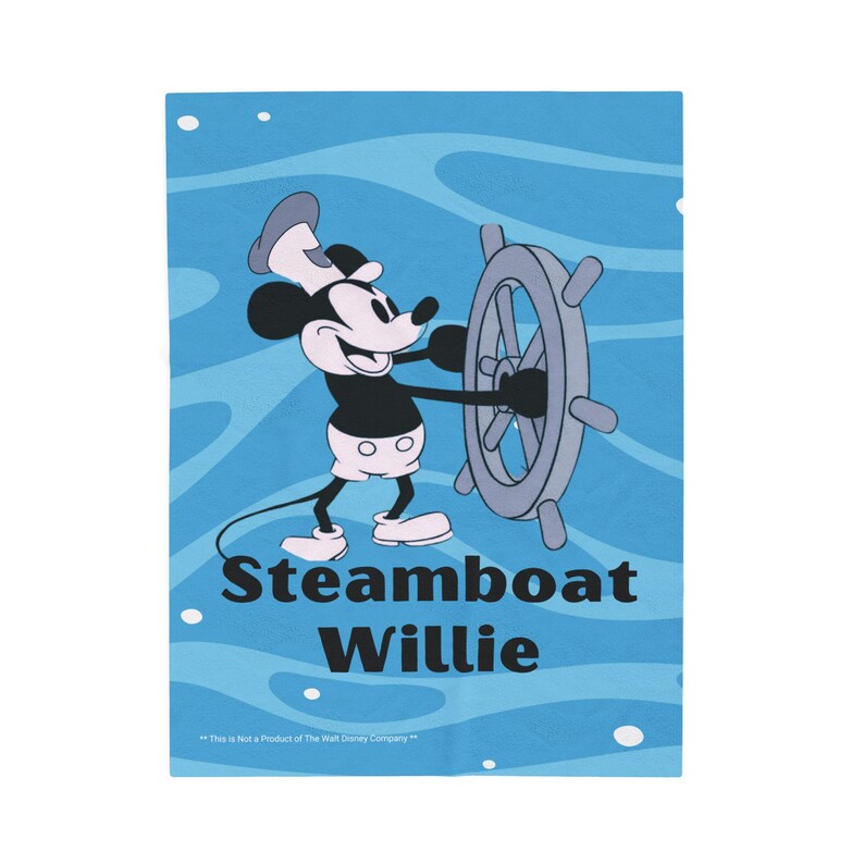 Steamboat Willie Mickey Mouse Disney Velveteen Plush Blanket image 1