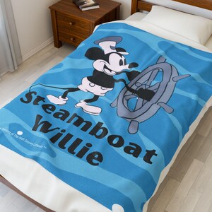 Steamboat Willie Mickey Mouse Disney Velveteen Plush Blanket image 7