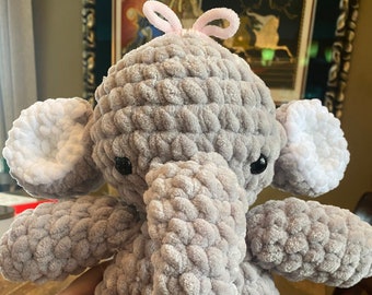 Grey squishy soft plushie baby elephant crochet amigurumi