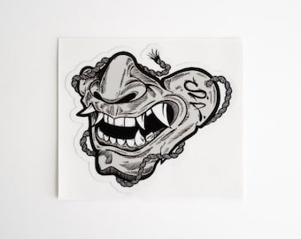 Six Point Oni Half Mask Hard Hat Stickers – Blue Collar | Gritty Tradesman Decals | Union Strong | Toolbox + Helmet Ready