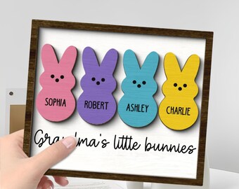 Grandma Peep Easter - Grandma Easter - Customized Grandma's Bunny Easter Gift 2-Ply Wooden Sign - Easter Sign -Home Decor- Mother's Day Gift