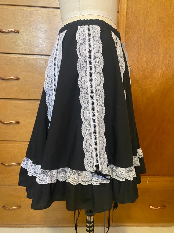 Vintage Square Dancing skirt, MCM, Black with whi… - image 3