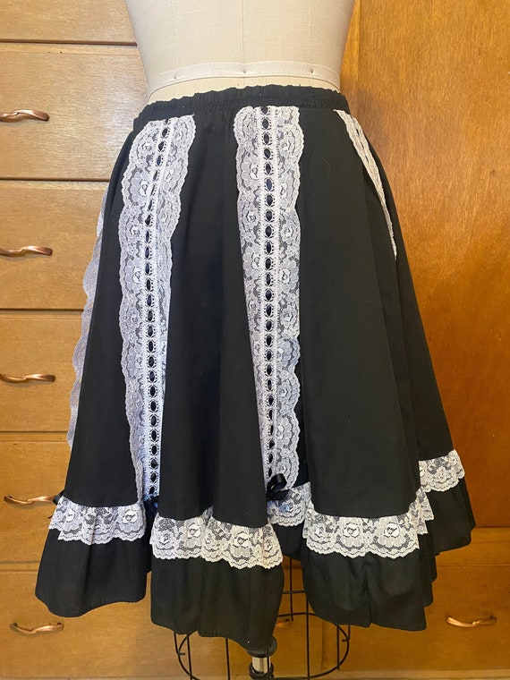 Vintage Square Dancing skirt, MCM, Black with whi… - image 1