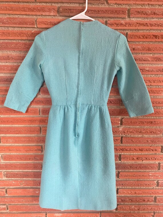 Vintage Robins egg Blue 1960's tie front dress, r… - image 4