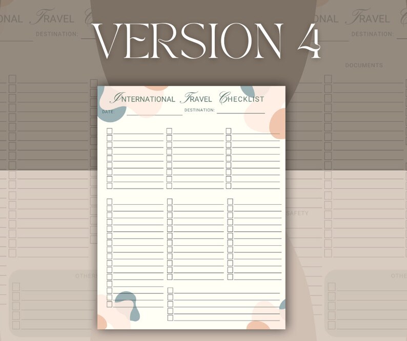 Printable Travel Packing List International Travel Checklist Travel ...