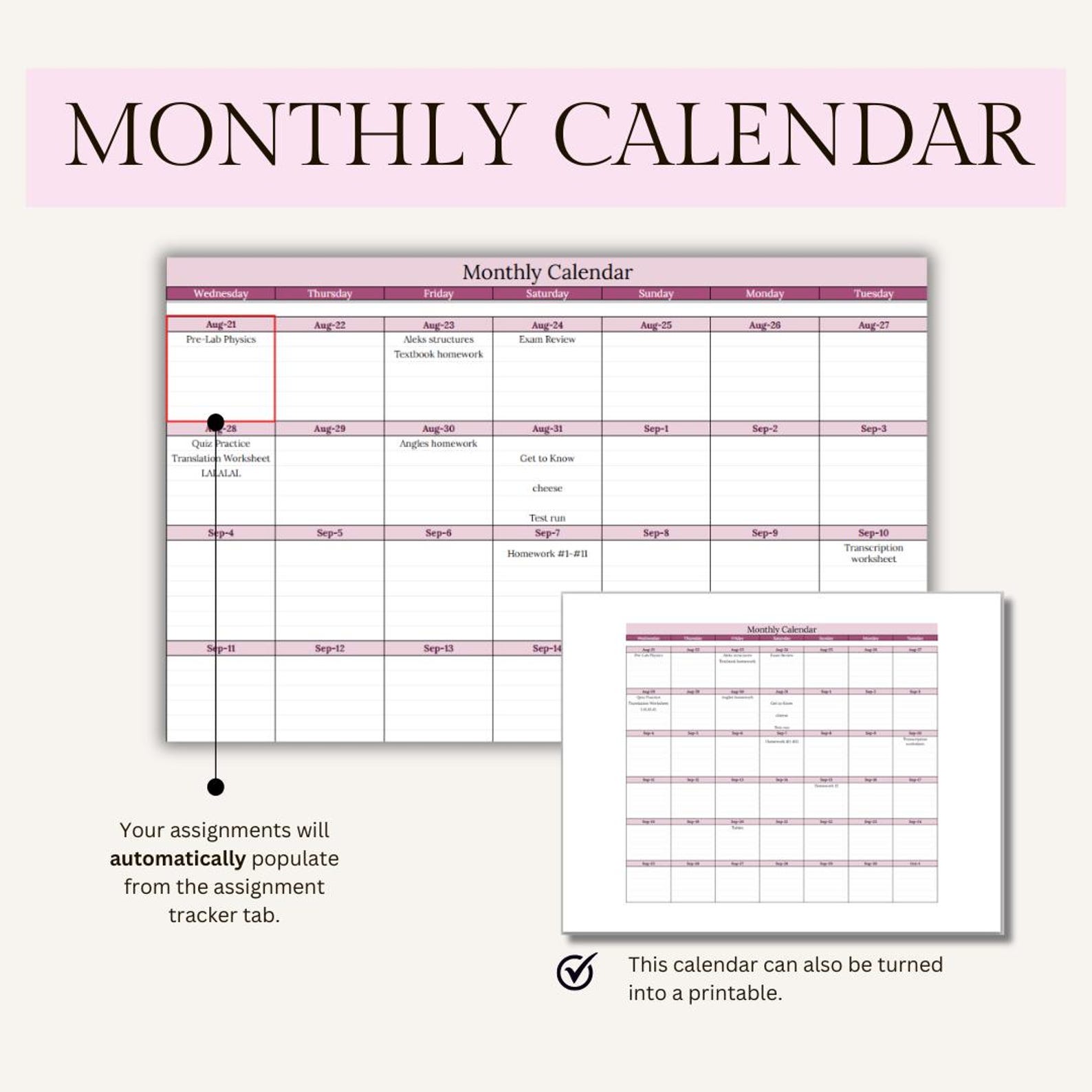 Semester Assignment Tracker Student Planner for Google Sheets Student ...