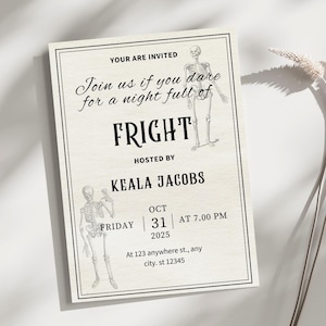 Editable Vintage Adult Halloween Invitation Template, Fright Night Invitation, Editable Evite, Halloween Party Invitation, BUNDLE Evite