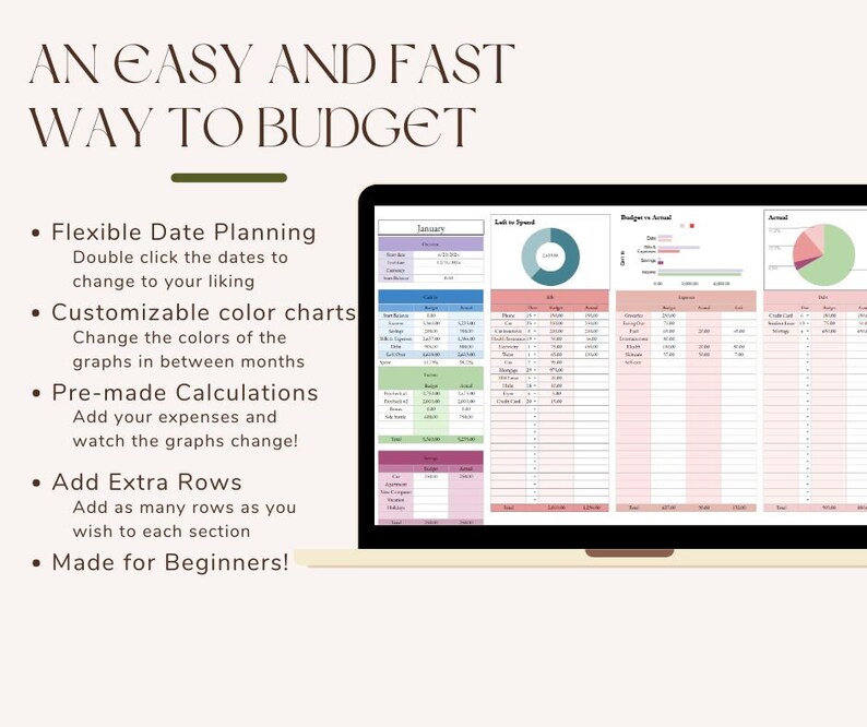 Simple Budget Planner for Google Sheets Monthly Budget Spreadsheet ...