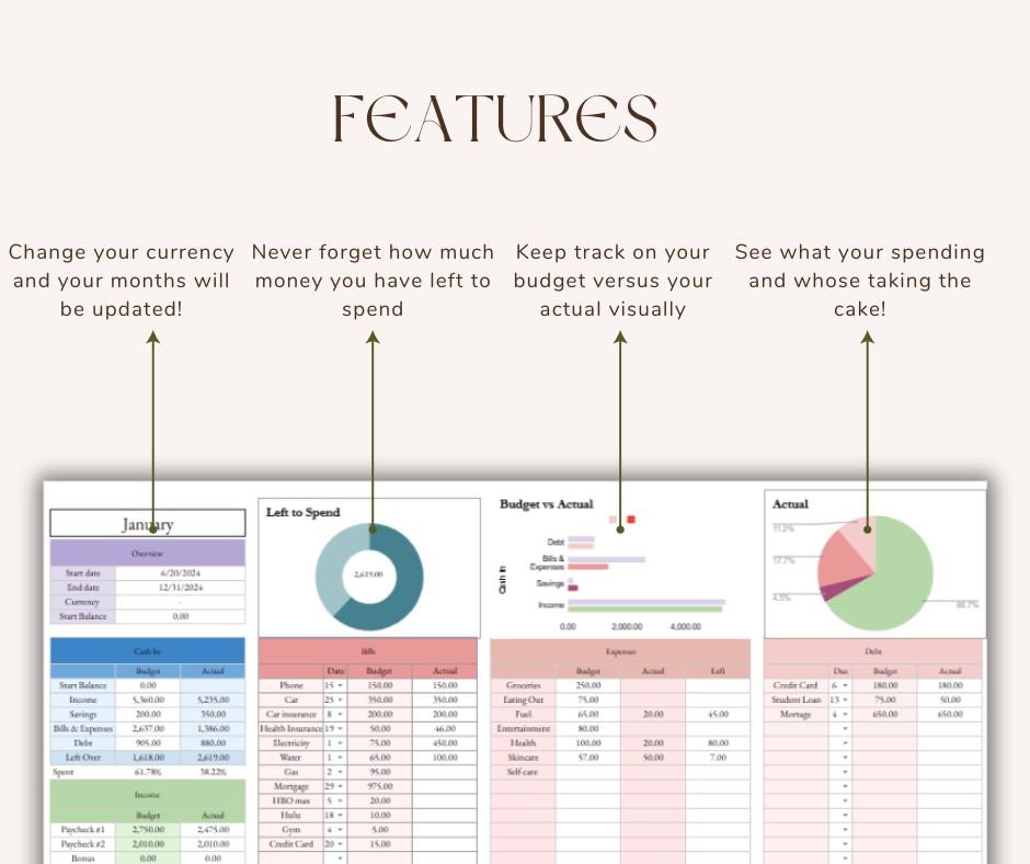 Simple Budget Planner for Google Sheets Monthly Budget Spreadsheet ...