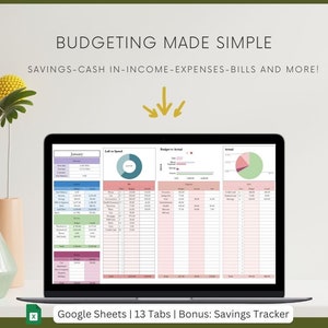 Simple Budget Planner for Google Sheets Monthly Budget Spreadsheet Savings Tracker Spreadsheet Budgeting by Paycheck Excel