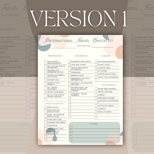 Printable Travel Packing List International Travel Checklist Travel ...